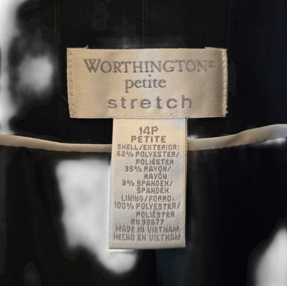 Worthington Petite 2-Piece Navy Pinstripe Pantsuit - Size 14P Vintage - Picture 4 of 8